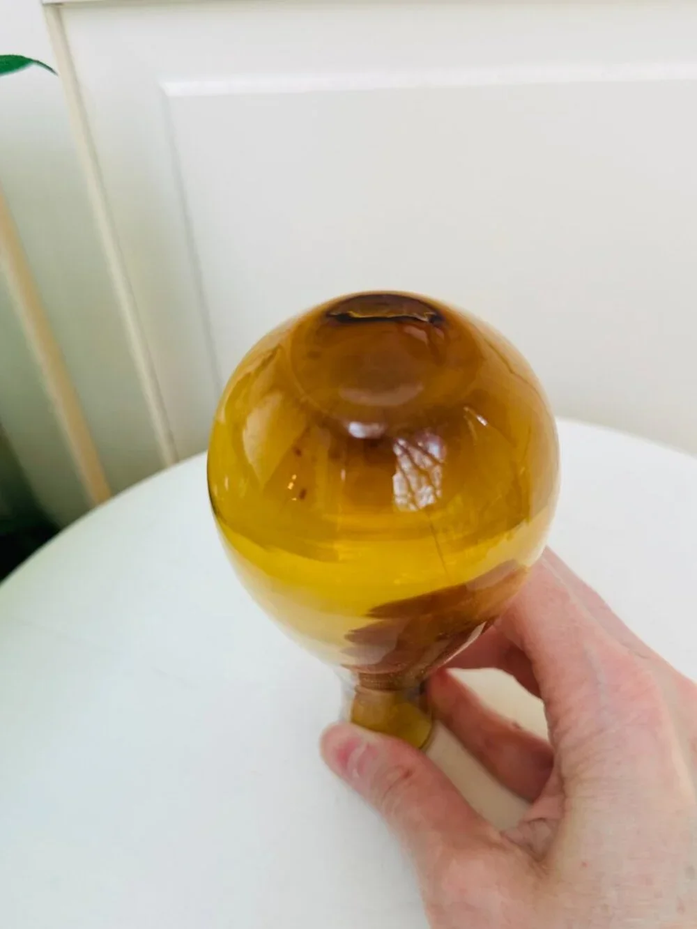 Pier 1 Amber Glass Bud Vase Early 2000s Hand Blown Style Decorative Vase